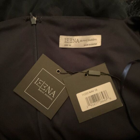 MAC DUGGAL 11233 Womens Navy Flounce Sleeve Square Neck Column Gown - Picture 11 of 12